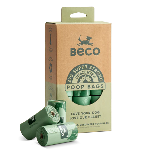 Beco Poop Bags: 270 unscented, super strong poop bags for responsible dog owners. A convenient and eco-friendly way to clean up after your furry friend.