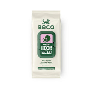 These hypoallergenic and compostable dog wipes are infused with coconut scent, shea butter, and aloe vera. They're perfect for gentle cleaning and refreshing your furry friend.