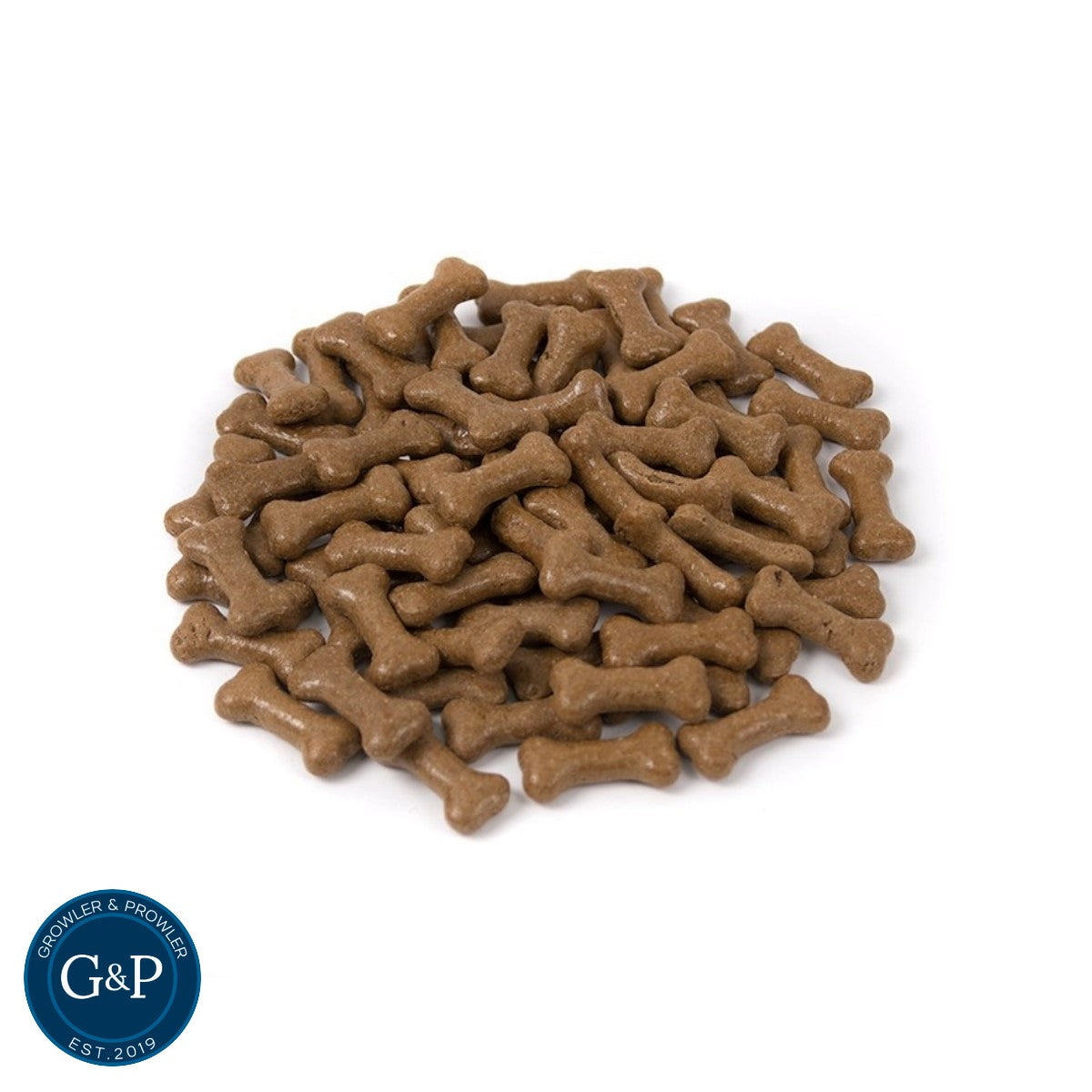 A pile of Beefy Gravy Bones dog treats from Growler and Prowler, a natural pet food company based in Manchester.