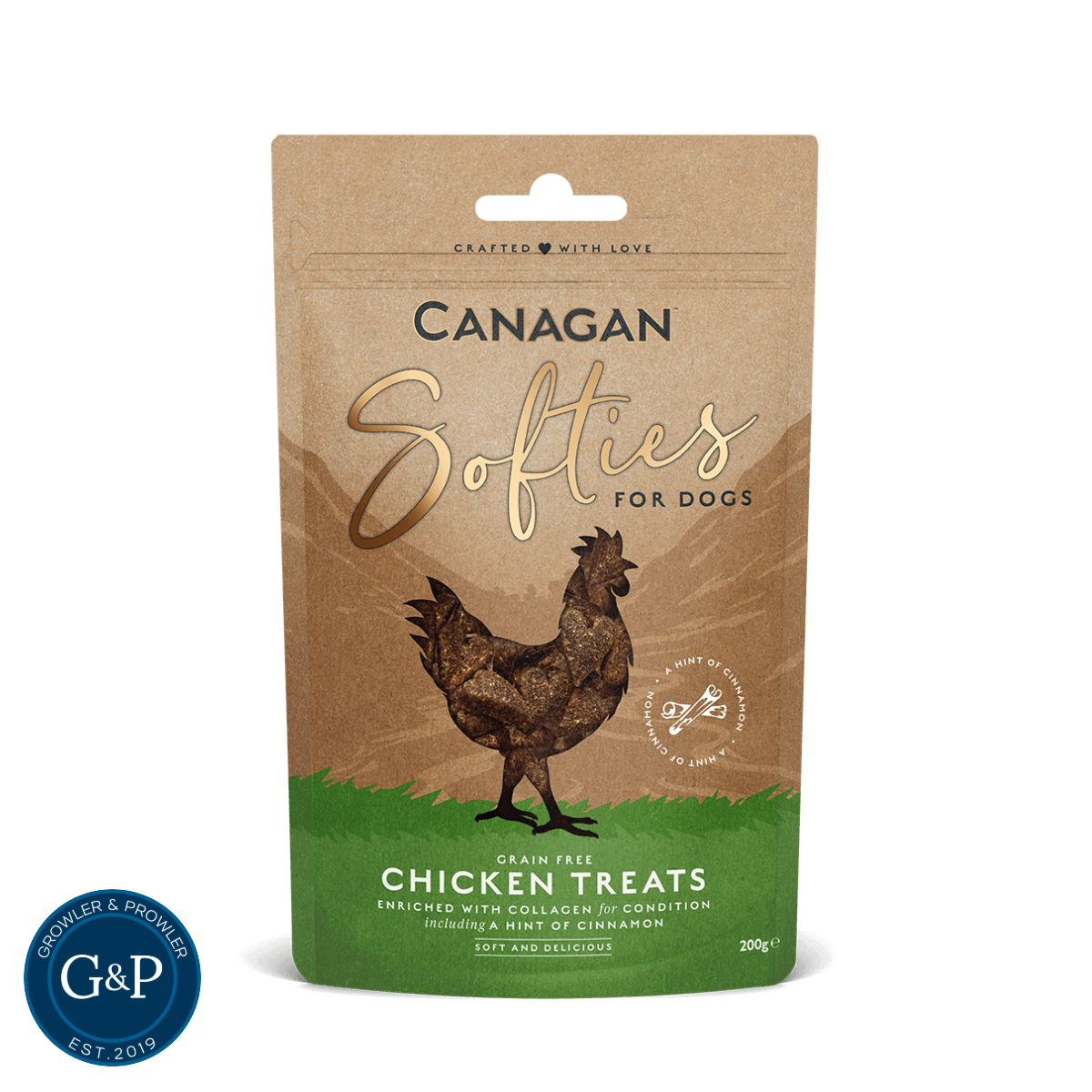 Canagan Softies Chicken Treats: Grain-free dog treats enriched with collagen and a hint of cinnamon. Soft and delicious, perfect for rewarding your furry friend.