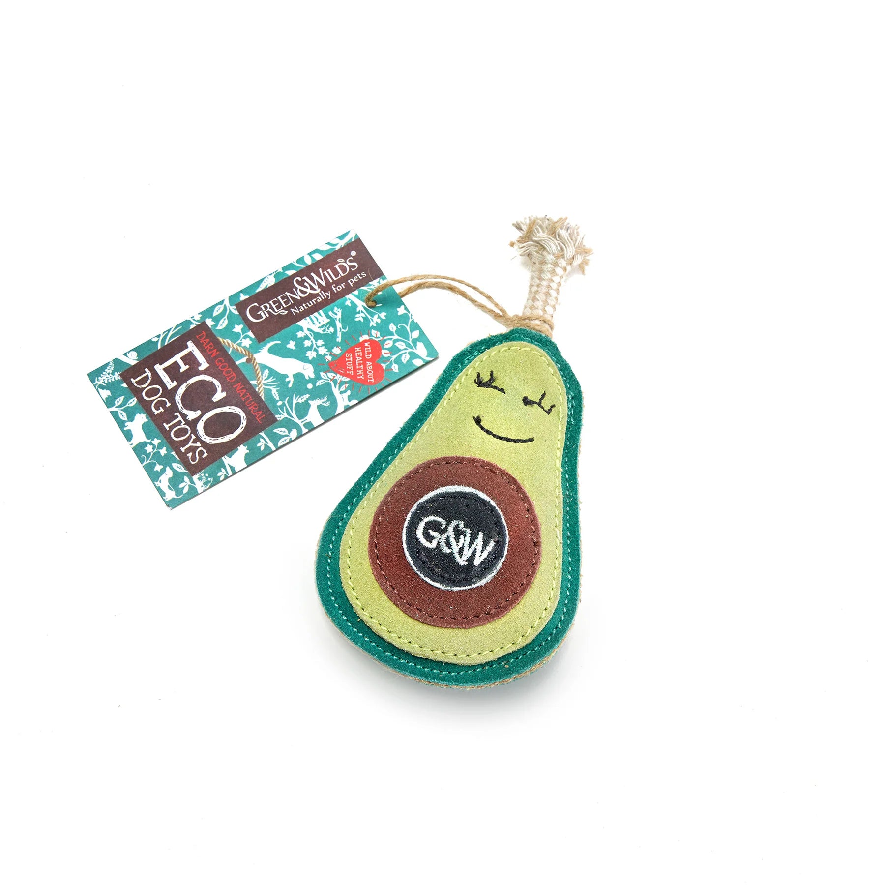 Audrey the Avocado, a sustainable and natural dog toy from Green & Wilds. Ideal for playtime.