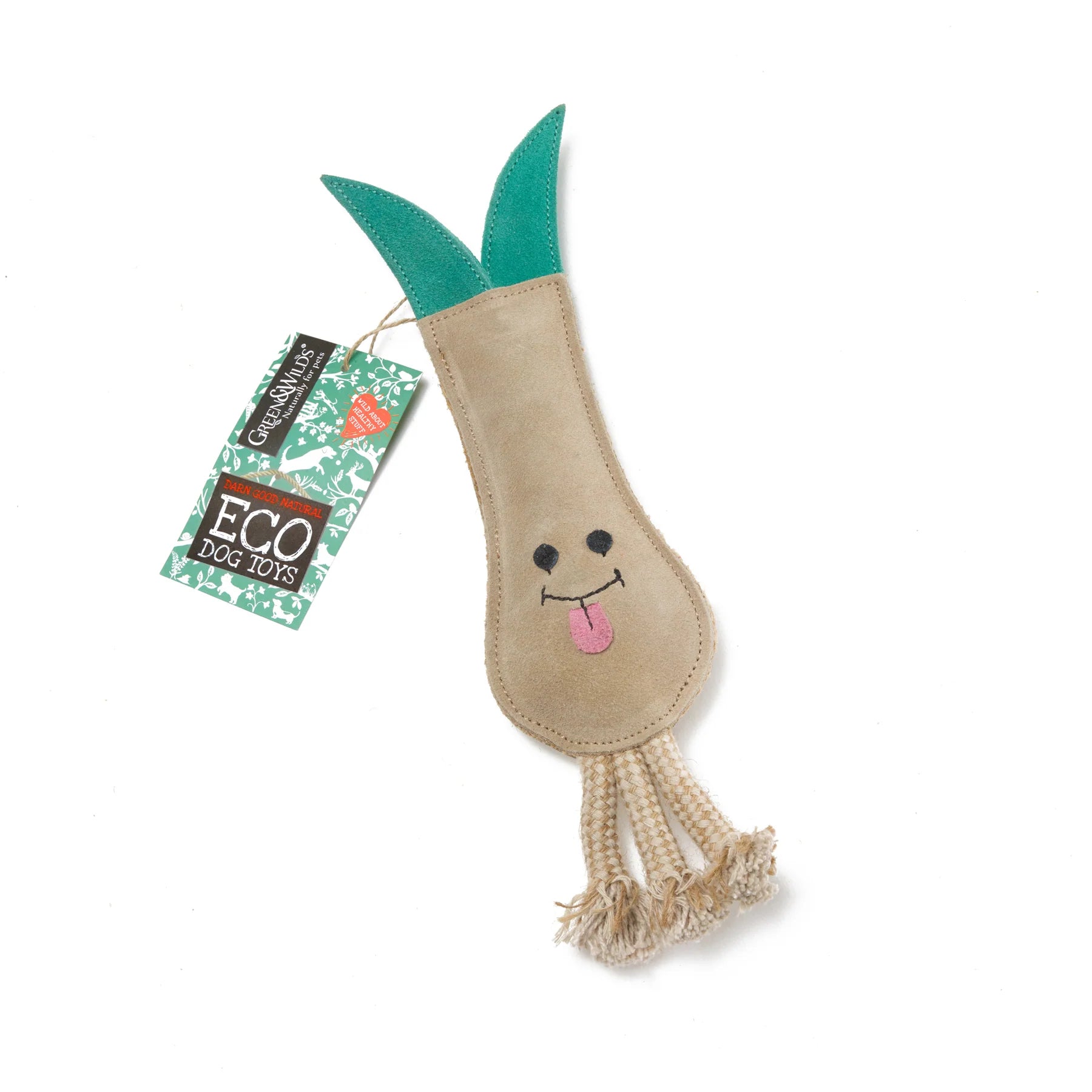 Lenny the Leek, a fun and durable dog toy from Green&Wild's Eco Dog Toys range.