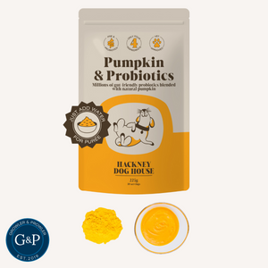 Pumpkin with Probiotics dog supplement for dogs. Available in Manchester at Growler and Prowler Pets.