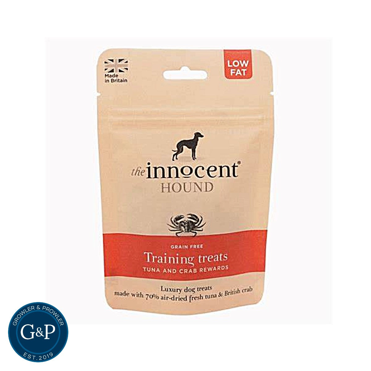 The Innocent Hound Tuna & Crab Rewards: Grain-free, low-fat training treats made in Britain with 70% air-dried fresh tuna and British crab.