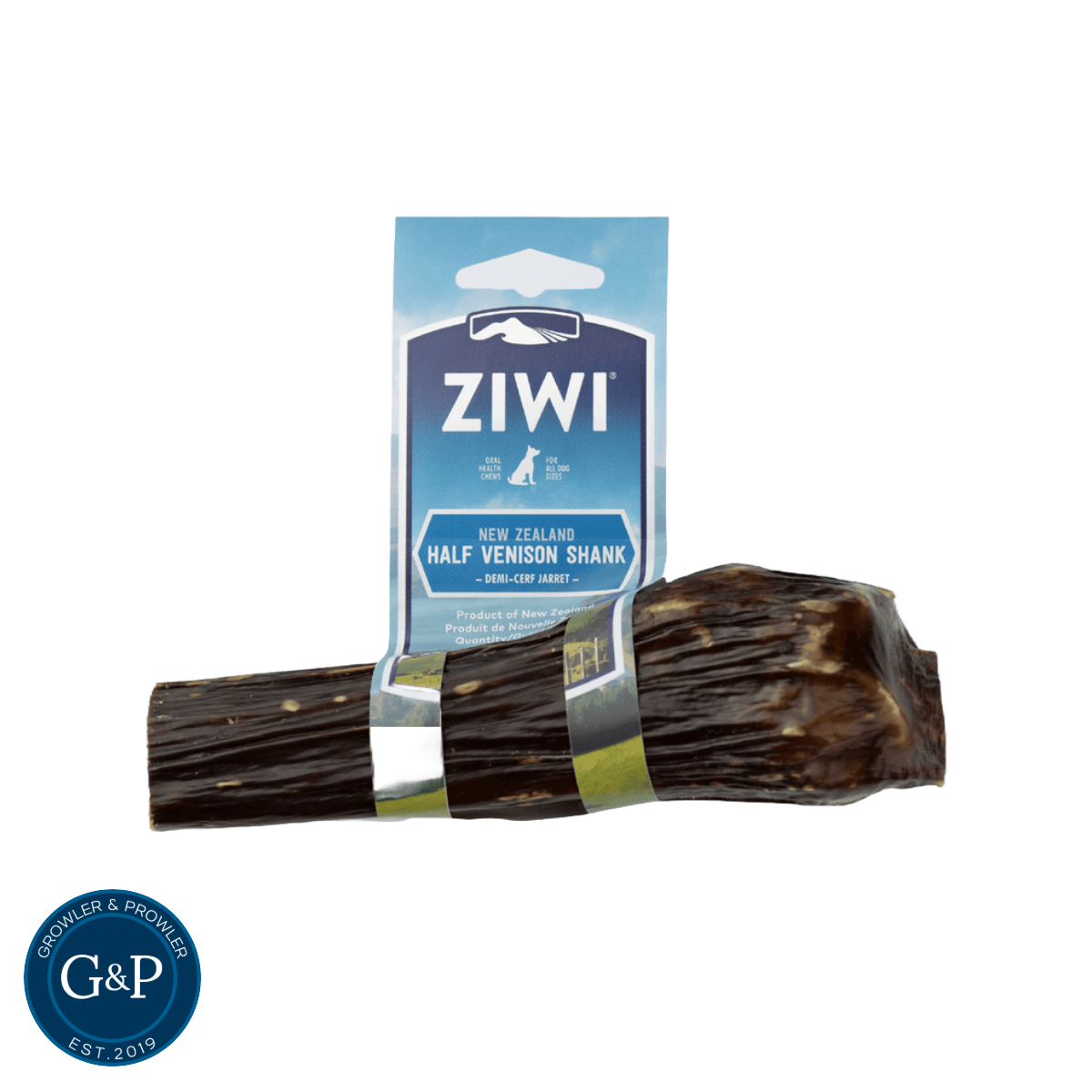 Ziwi Vension shank bone dog treat, great robust treat for dogs, available in Manchester at Growler and Prowler Pets.