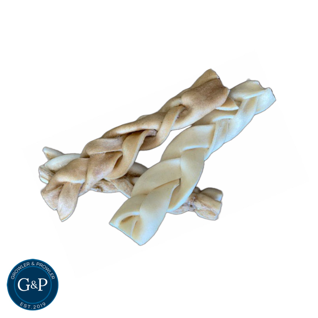 Braided buffalo chews from Growler and Prowler, a natural and healthy dog treat.