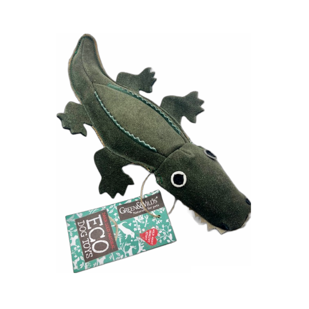 A sustainable, natural crocodile toy for dogs. Made with eco-friendly materials and ideal for playtime.