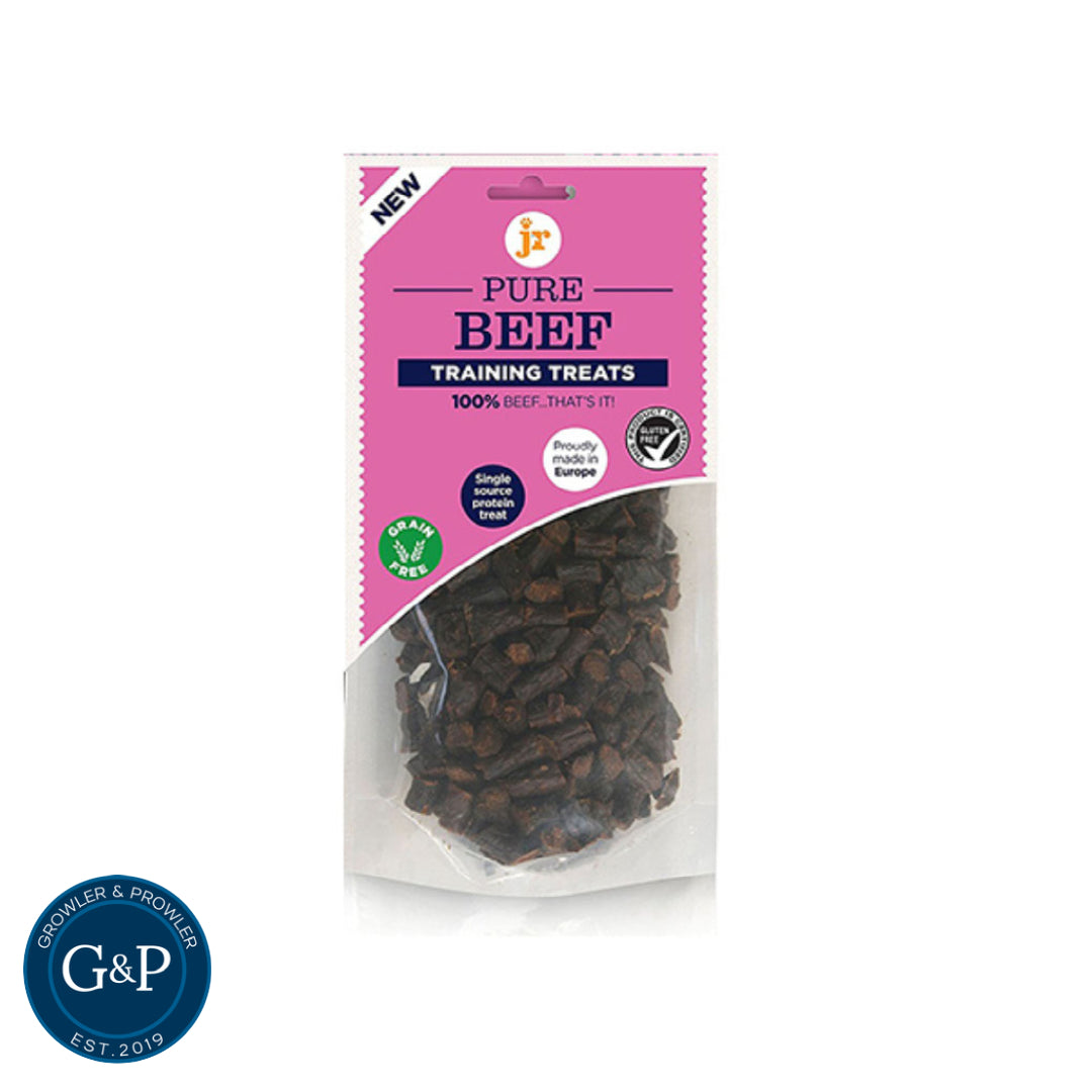 Grain-free dog treats made with 100% pure beef. JR Pure Beef Training Treats are a great way to reward your dog during training sessions.