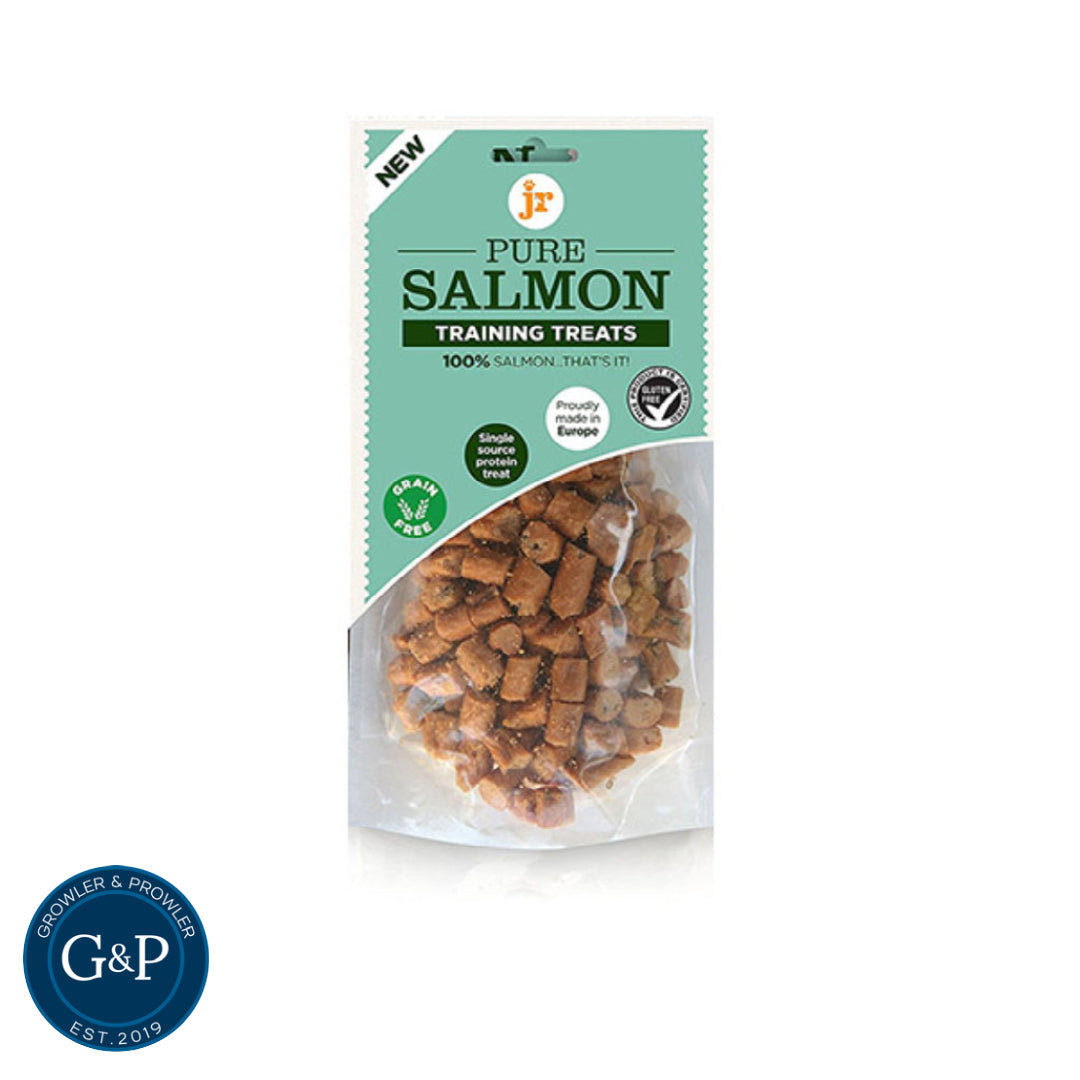 JR Pure Salmon Training Treats: 100% salmon, grain-free dog treats made in Europe. Perfect for rewarding your furry friend.